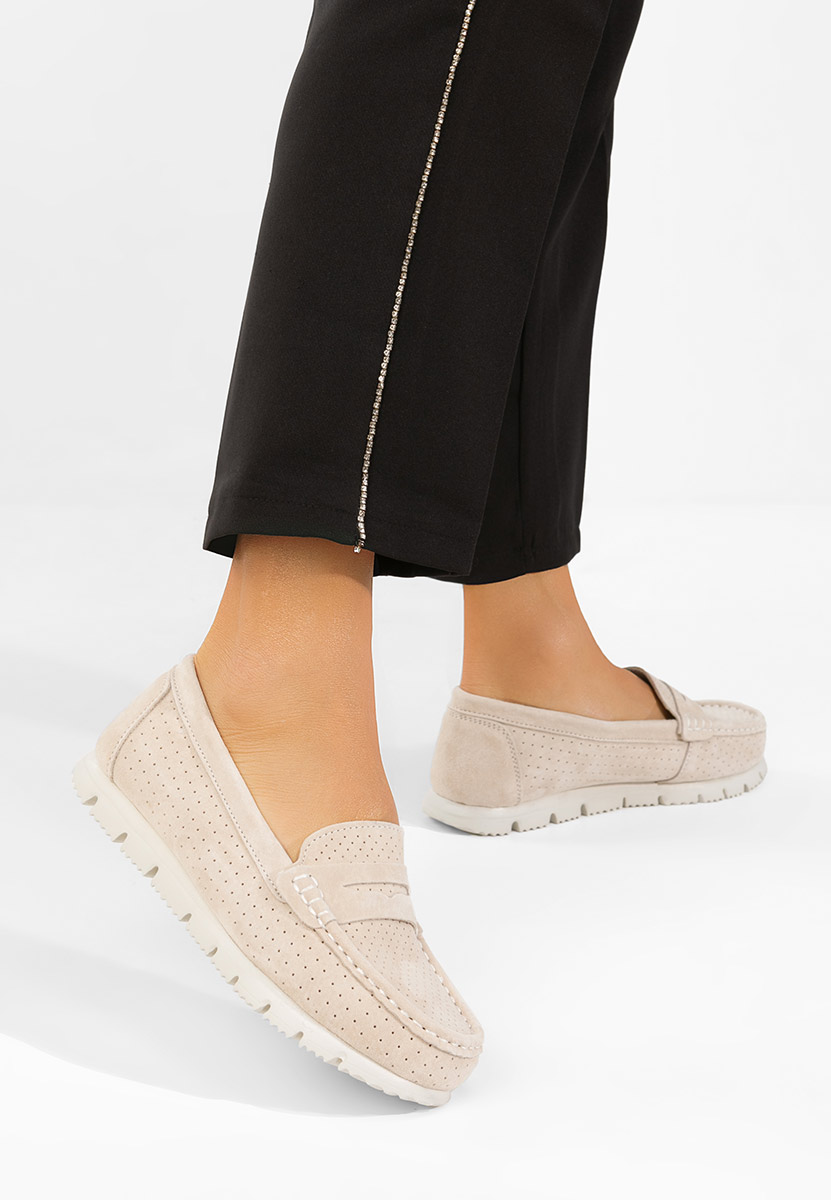 Μοκασίνια γυναικεια δερματινα Valerimia μπεζ