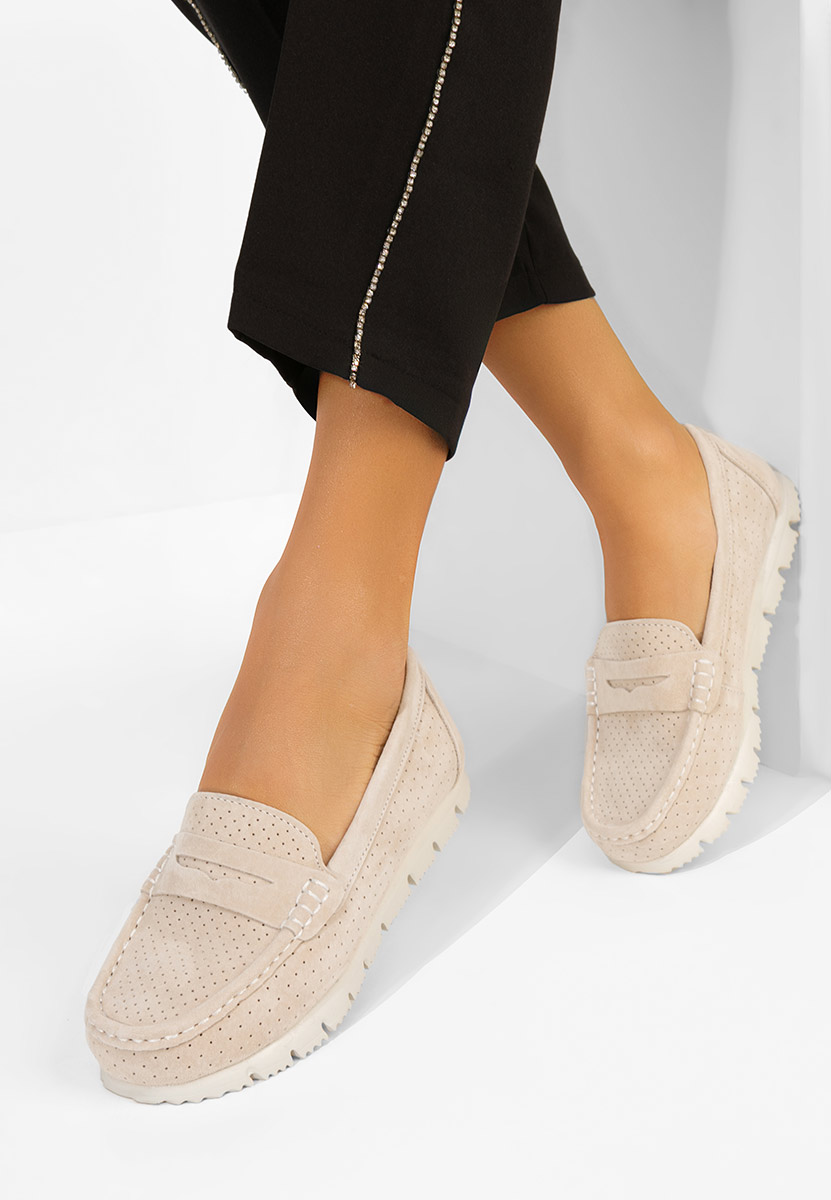 Μοκασίνια γυναικεια δερματινα Valerimia μπεζ