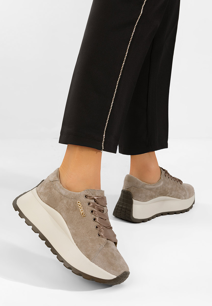 Sneakers γυναικεια δερματινα Gonelia καφε