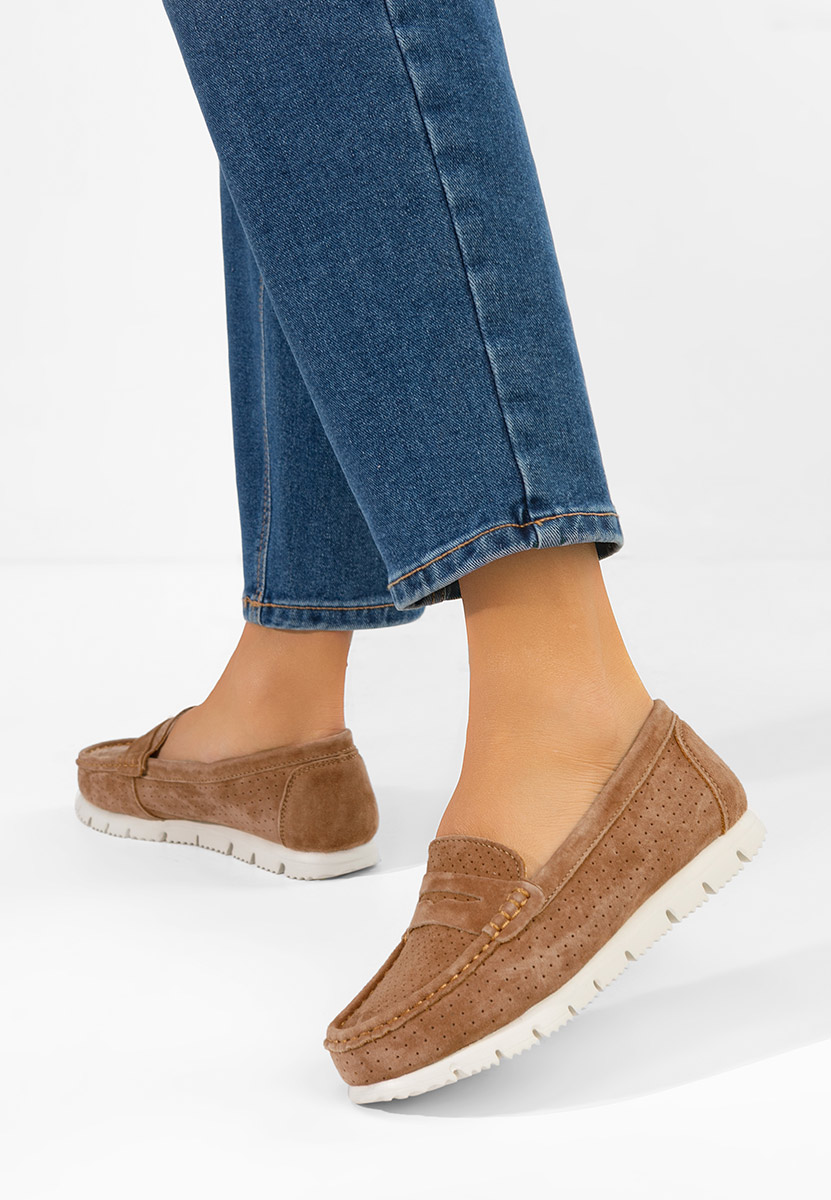 Μοκασίνια γυναικεια δερματινα Valerimia καφε