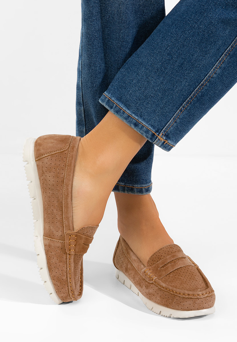 Μοκασίνια γυναικεια δερματινα Valerimia καφε