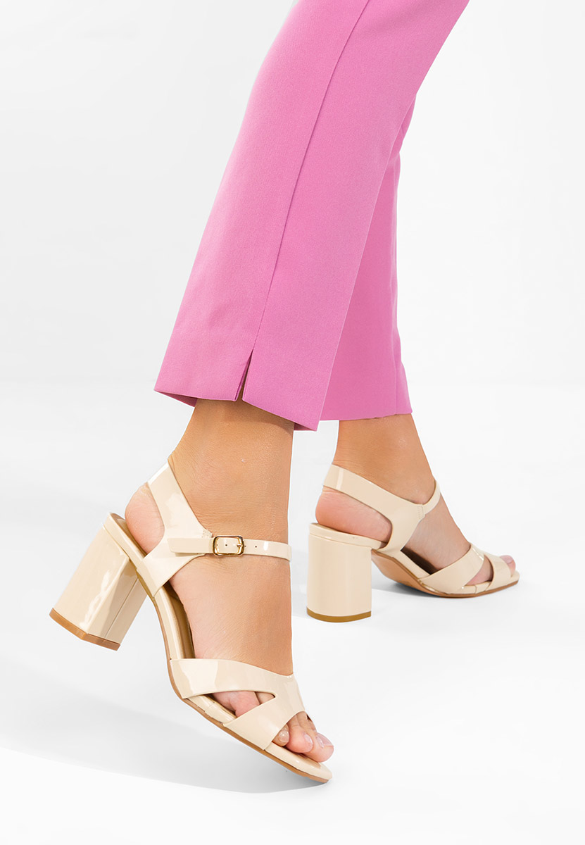 Πέδιλα με χοντρο τακουνι Iustima μπεζ