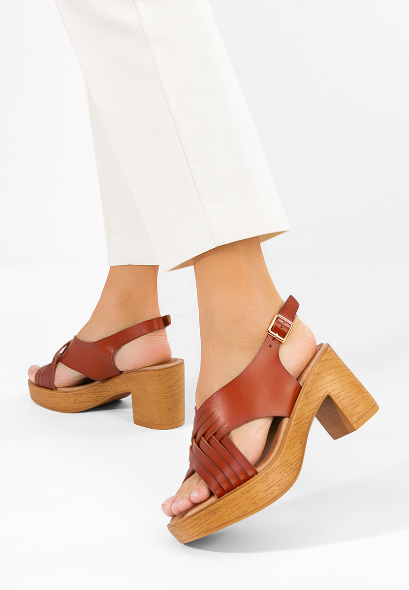 Πέδιλα με χοντρο τακουνι Kimy καφε