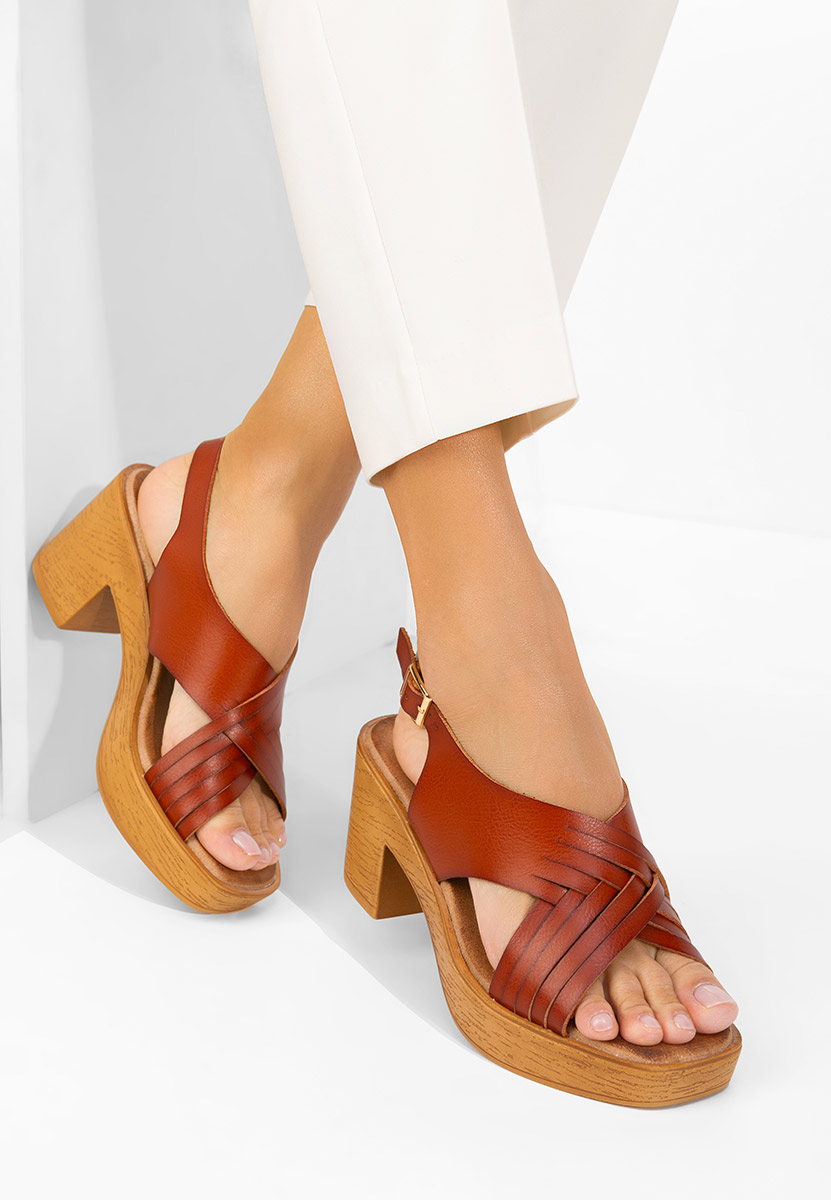 Πέδιλα με χοντρο τακουνι Kimy καφε