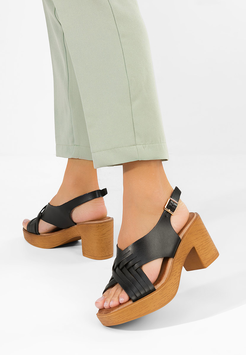 Πέδιλα με χοντρο τακουνι Kimy Μαύρα