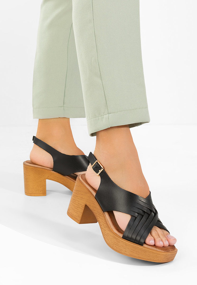 Πέδιλα με χοντρο τακουνι Kimy Μαύρα