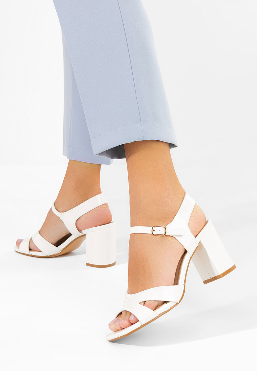 Πέδιλα με χοντρο τακουνι Iustima λευκά