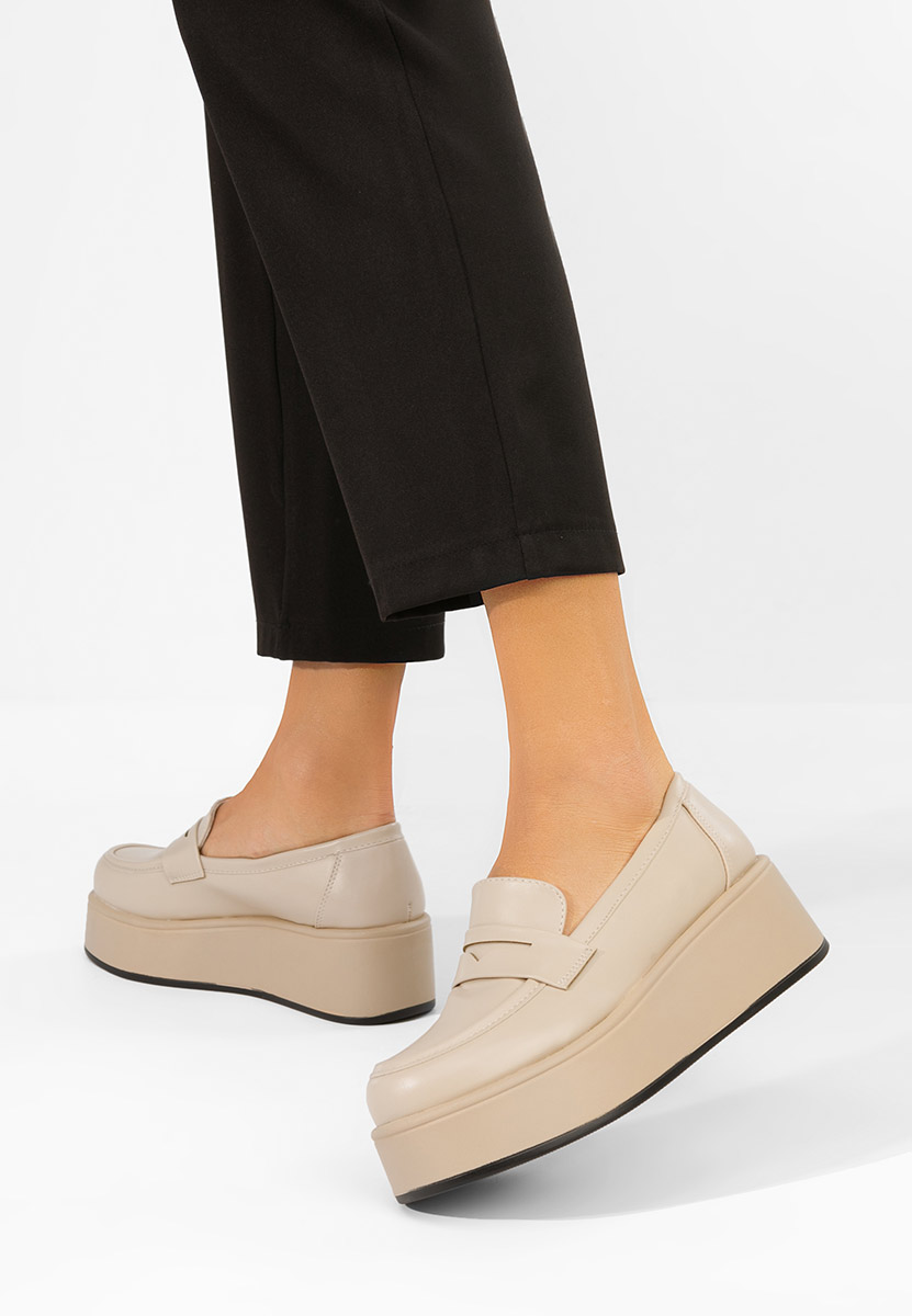 Μοκασίνια με πλατφόρμα Minky μπεζ