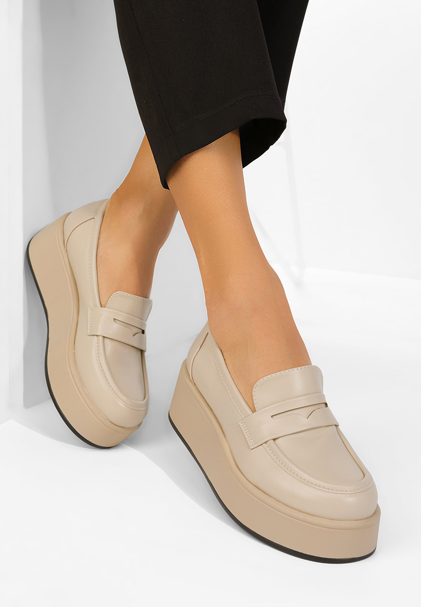 Μοκασίνια με πλατφόρμα Minky μπεζ
