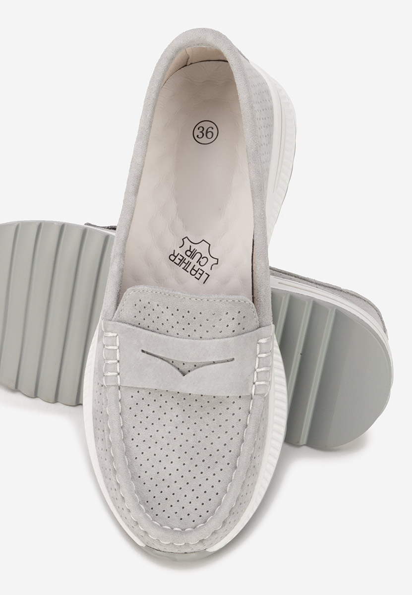 Μοκασίνια γυναικεια δερματινα Seliona γκρι