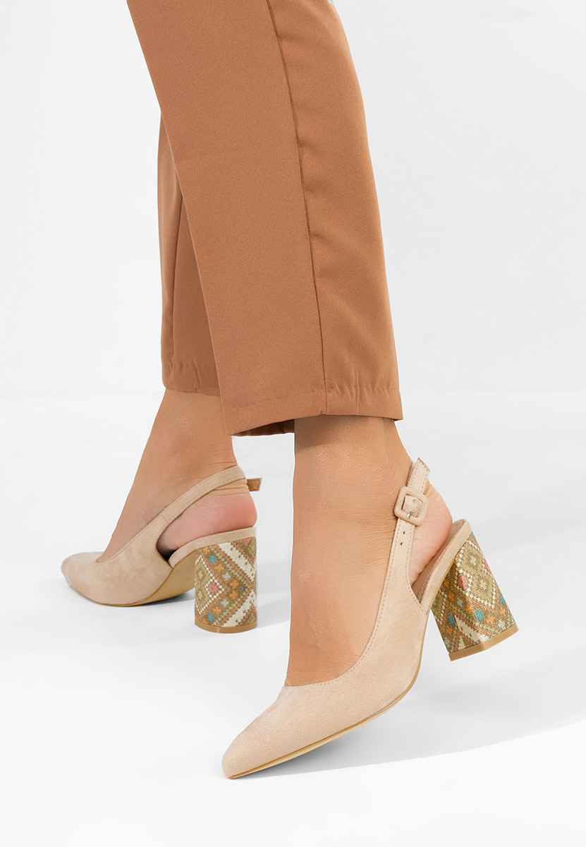 Γόβες slingback Alesiella μπεζ