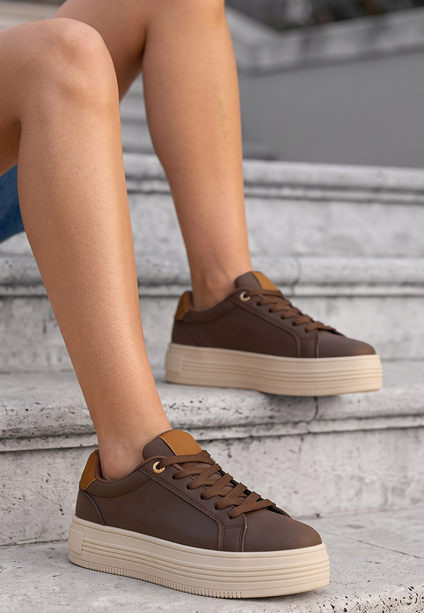 Sneakers με πλατφόρμα Sidoneya καφε