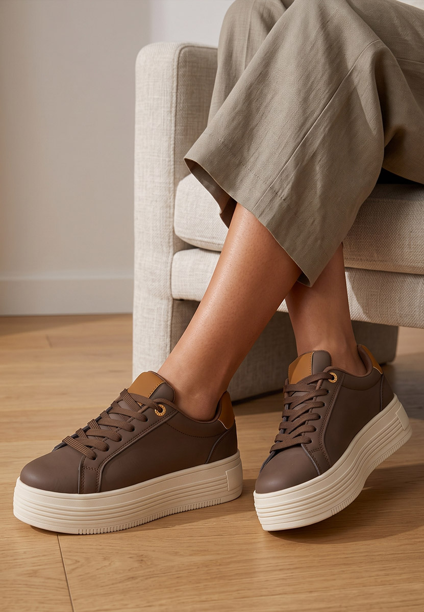 Sneakers με πλατφόρμα Sidoneya καφε