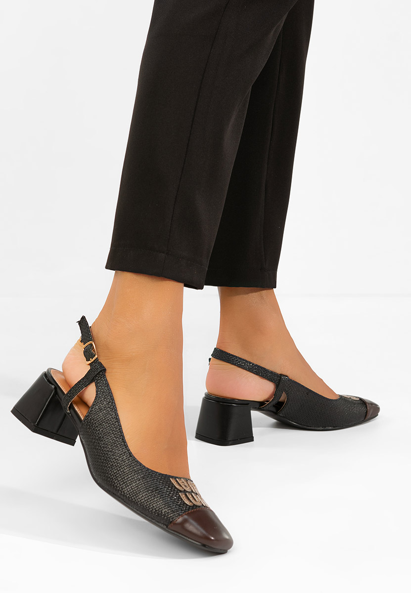 Γόβες slingback Miryam μαύρα