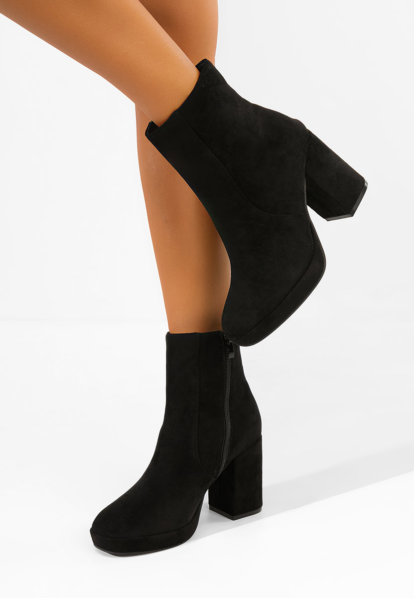 Μποτάκια με χοντρό τακούνι Sylvana Μαύρα