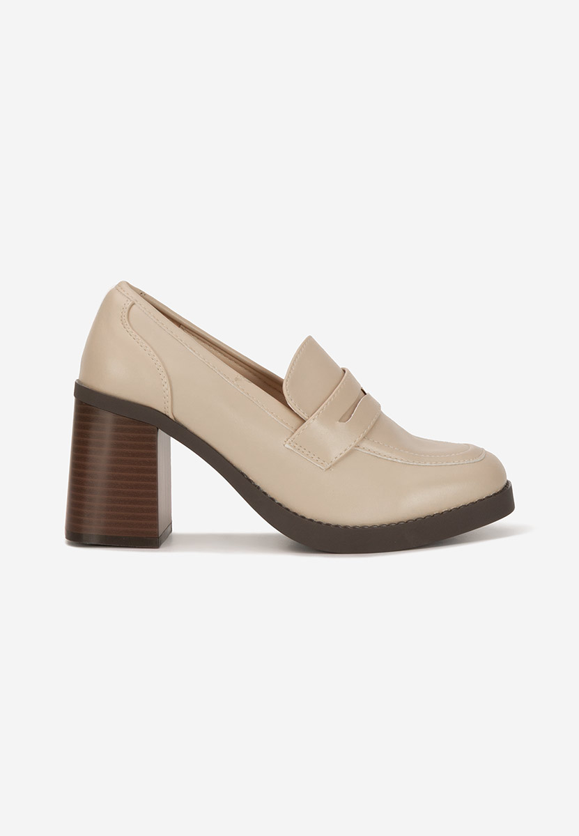 Loafers γυναικεια με τακουνι Zenova μπεζ
