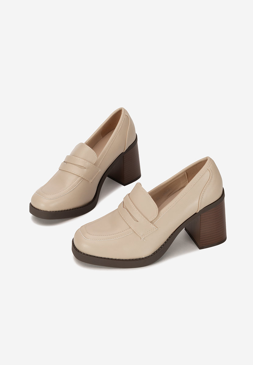 Loafers γυναικεια με τακουνι Zenova μπεζ