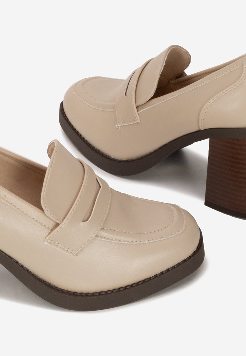 Loafers γυναικεια με τακουνι Zenova μπεζ