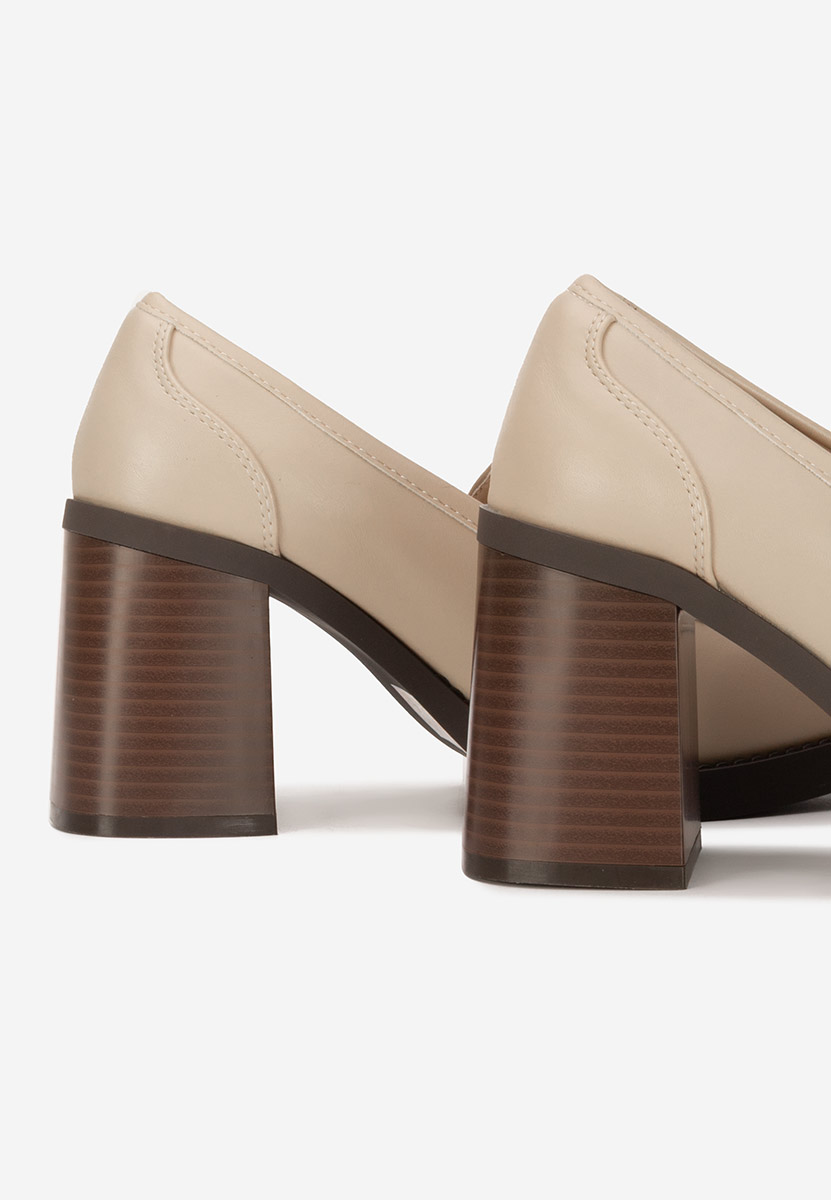 Loafers γυναικεια με τακουνι Zenova μπεζ