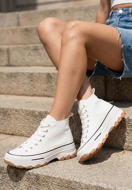 Γυναικεία πανινα πλατφόρμες Raviana V5 λευκά