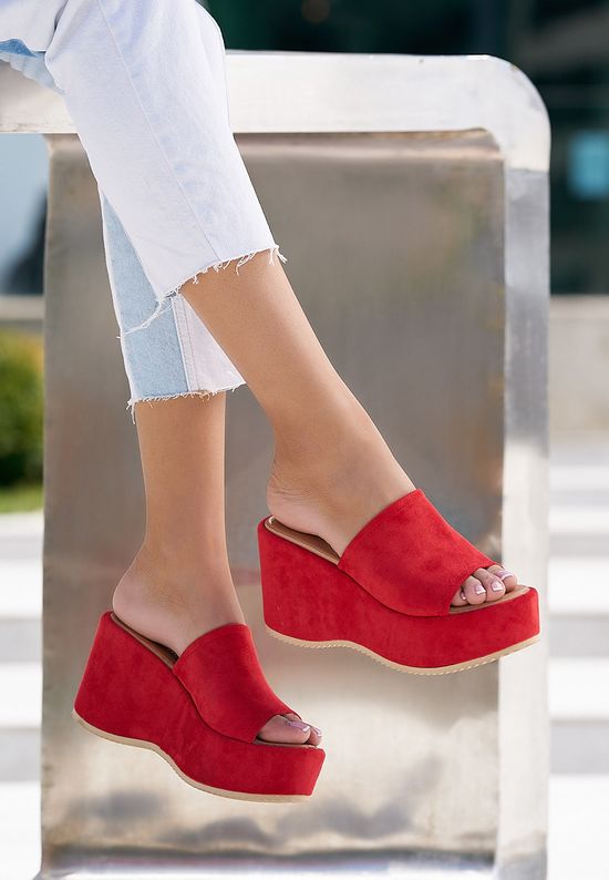 Παντόφλες με πλατφόρμα Belona κοκκινο, Μέγεθος: 40- zapatos