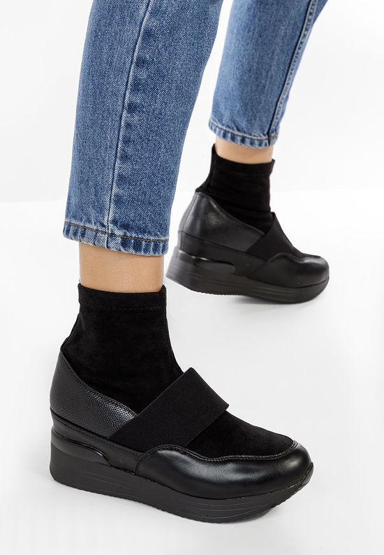 Sneakers με πλατφόρμα μαύρα Soliana, Μέγεθος: 37- zapatos