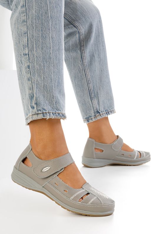 Μπαλαρίνες δερματινεσ naturala Deby γκρι, Μέγεθος: 36- zapatos