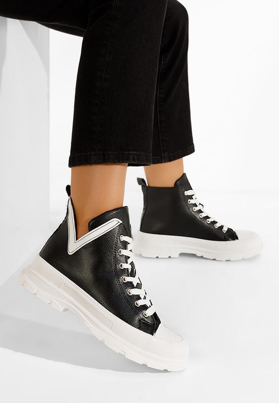 Sneakers από φυσικό δέρμα dama Parra μαύρα, Μέγεθος: 38- zapatos