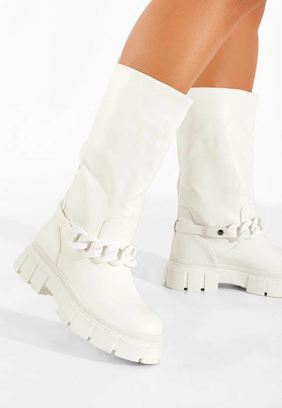 Γυναικείες Μπότες λευκά Mikka, Μέγεθος: 40- zapatos
