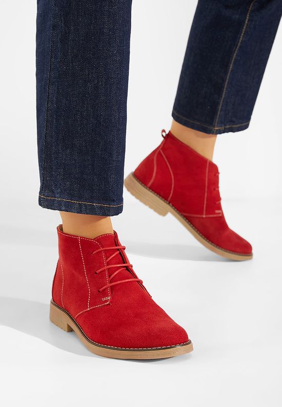 Γυναικεία δερμάτινα μποτάκια κοκκινο Kalisa V5, Μέγεθος: 36- zapatos
