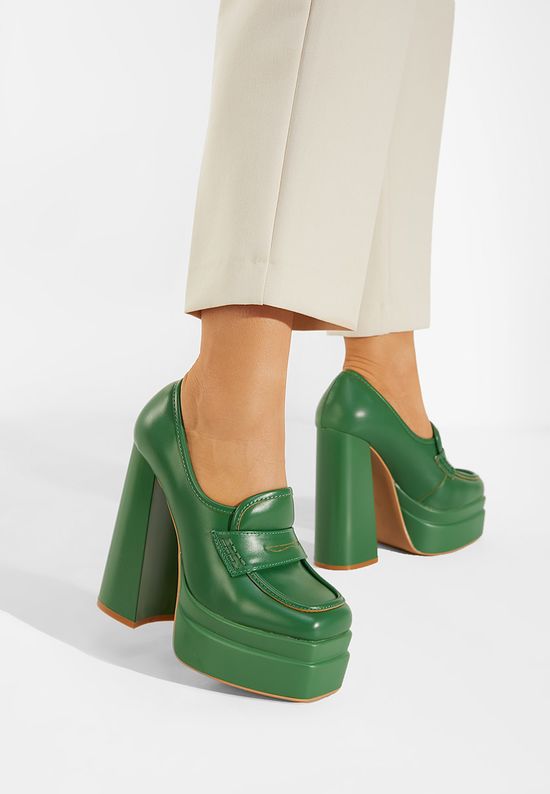 Μοκασίνια με πλατφόρμα Algara πρασινο, Μέγεθος: 40- zapatos