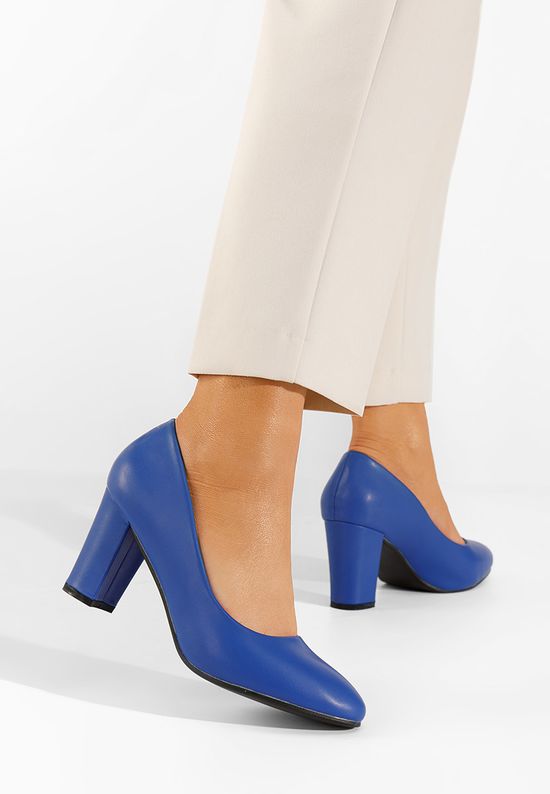 Γόβες με χοντρό τακούνι Bonanza μπλε, Μέγεθος: 39- zapatos