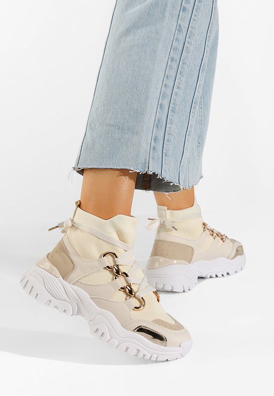Sneakers με κάλτσα Sheridan μπεζ, Μέγεθος: 39- zapatos