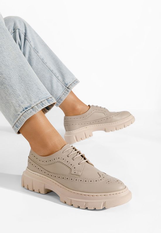 Brogue γυναικεια Henise V3 μπεζ, Μέγεθος: 40- zapatos