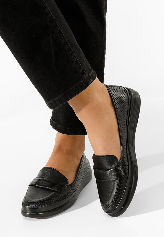 Δερμάτινα μοκασινια γυναικεια Sadira μαύρα, Μέγεθος: 36- zapatos