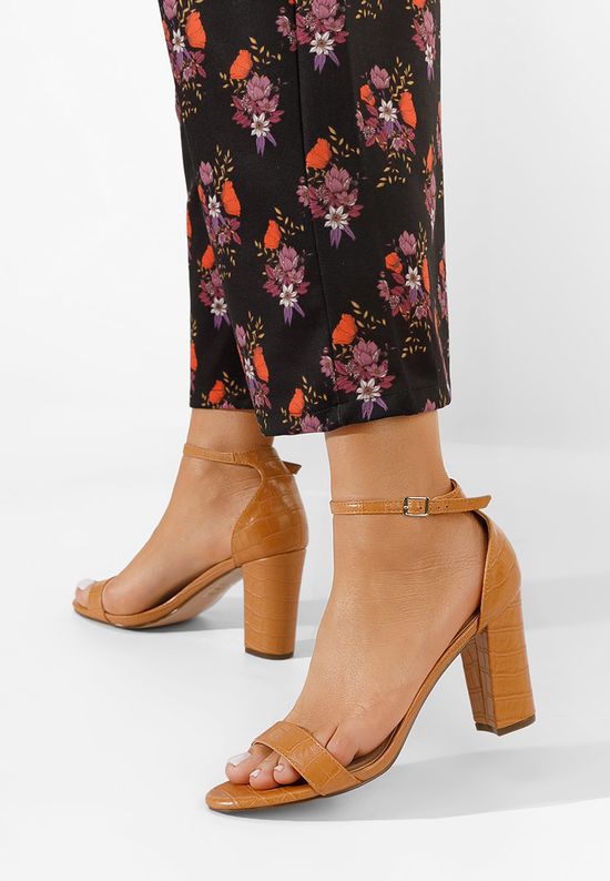 Πέδιλα με χοντρο τακουνι Leilana ταμπά, Μέγεθος: 39- zapatos