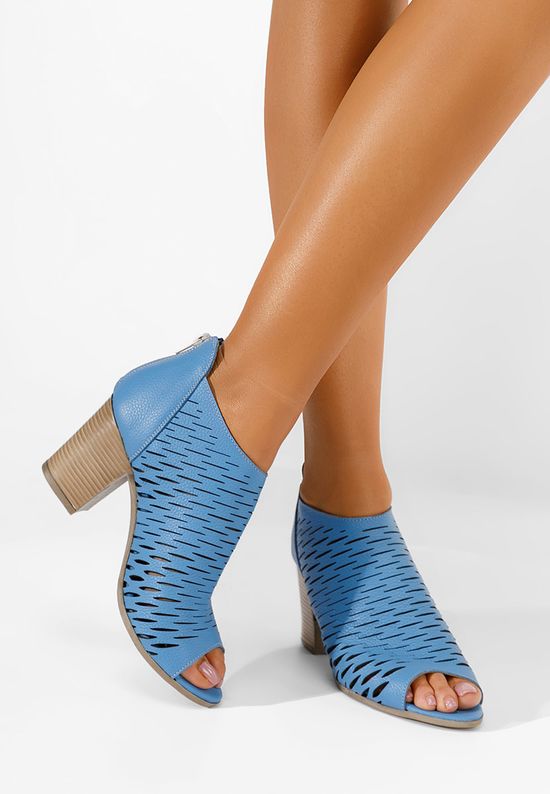 Πέδιλα με χοντρο τακουνι Zarata μπλε, Μέγεθος: 40- zapatos