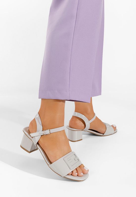 Πέδιλα με χοντρο τακουνι Izara γκρι, Μέγεθος: 38- zapatos
