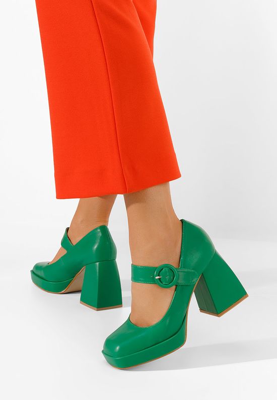 Γόβες με χοντρό τακούνι Lavosa πρασινο, Μέγεθος: 36- zapatos