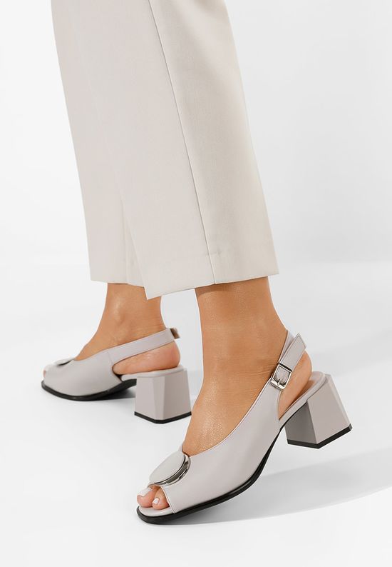Πέδιλα με χοντρο τακουνι Allegra γκρι, Μέγεθος: 38- zapatos