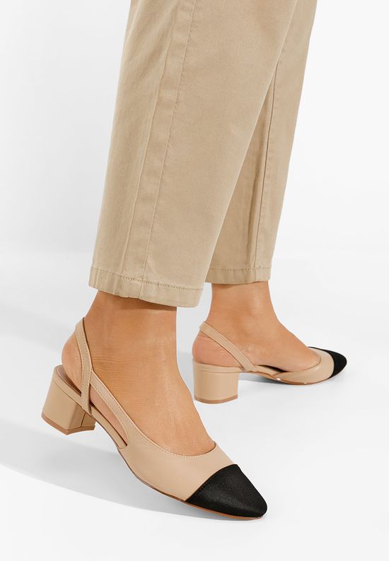 Γόβες slingback Varese μπεζ, Μέγεθος: 37- zapatos