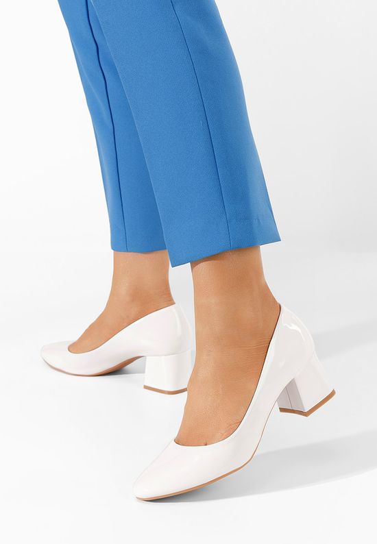 Γόβες λουστρίνι Marisol V2 λευκά, Μέγεθος: 37- zapatos