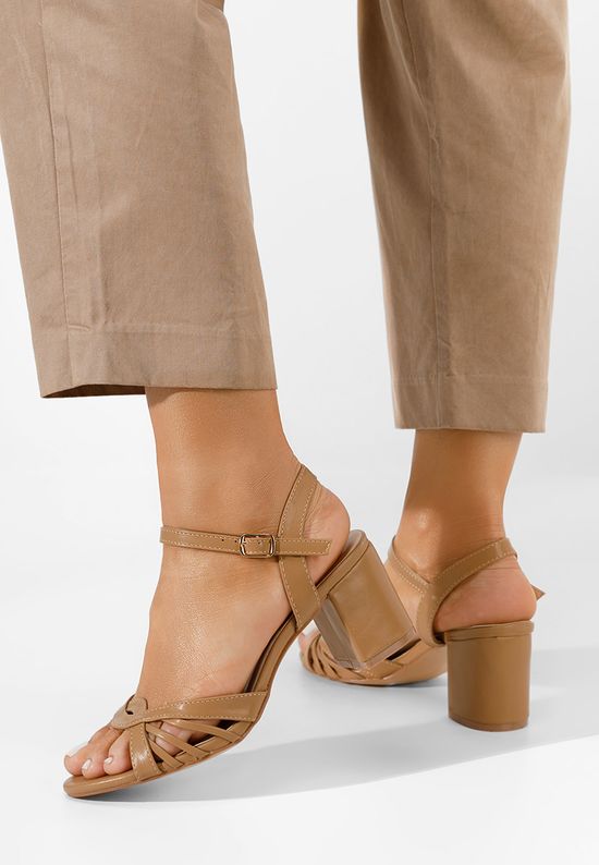 Πέδιλα με χοντρο τακουνι Kaida Χακι, Μέγεθος: 37- zapatos