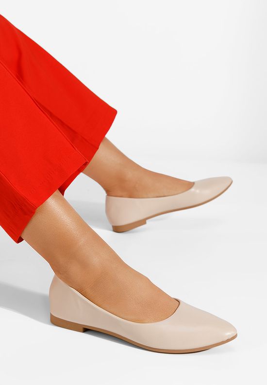 Γυναικείες μπαλαρίνες Genevieve μπεζ, Μέγεθος: 37- zapatos