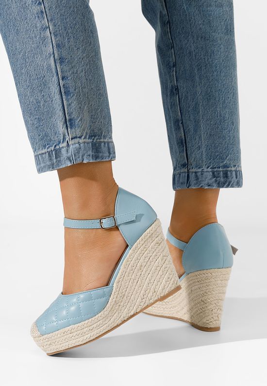 Πέδιλα πλατφόρμες Santorini μπλε, Μέγεθος: 40- zapatos