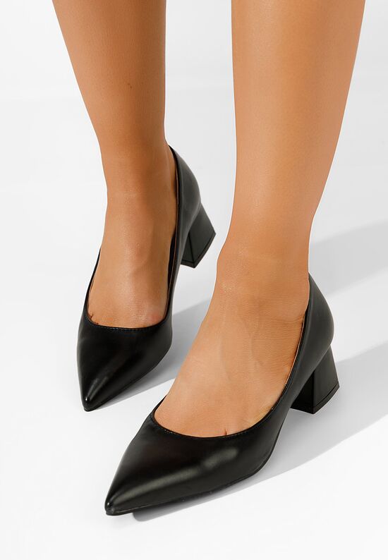 Γόβες με χαμηλό τακούνι Alleva μαύρα, Μέγεθος: 36- zapatos