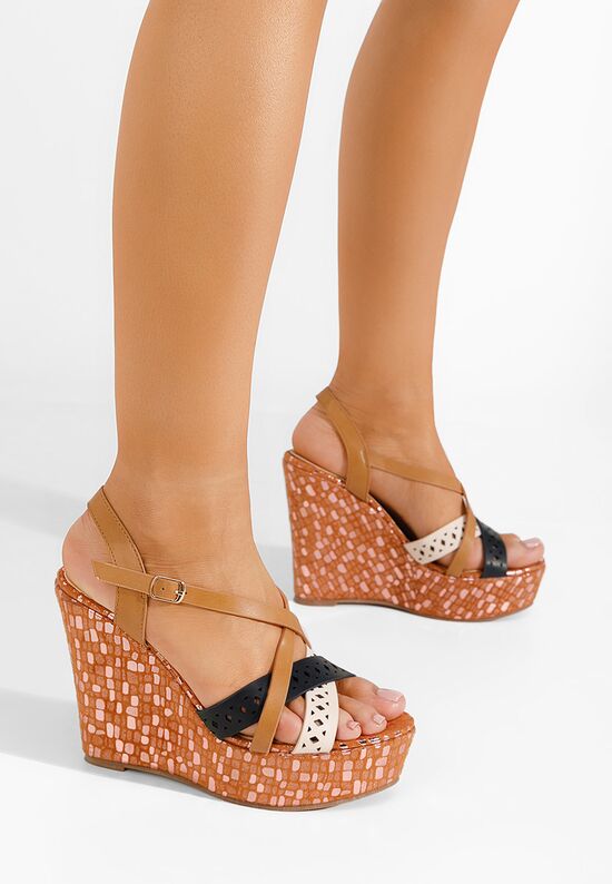 Πέδιλα πλατφόρμες καφε Dixie, Μέγεθος: 39- zapatos