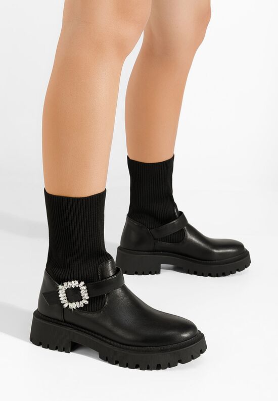 Γυναικεία μποτάκια κάλτσα Taera Μαύρα, Μέγεθος: 40- zapatos