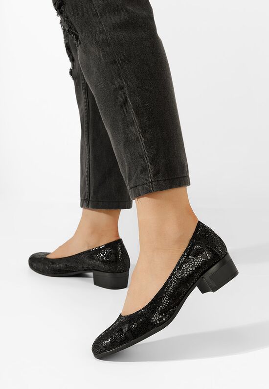 Γόβες με χαμηλό τακούνι Montremy V5 μαύρα, Μέγεθος: 38- zapatos