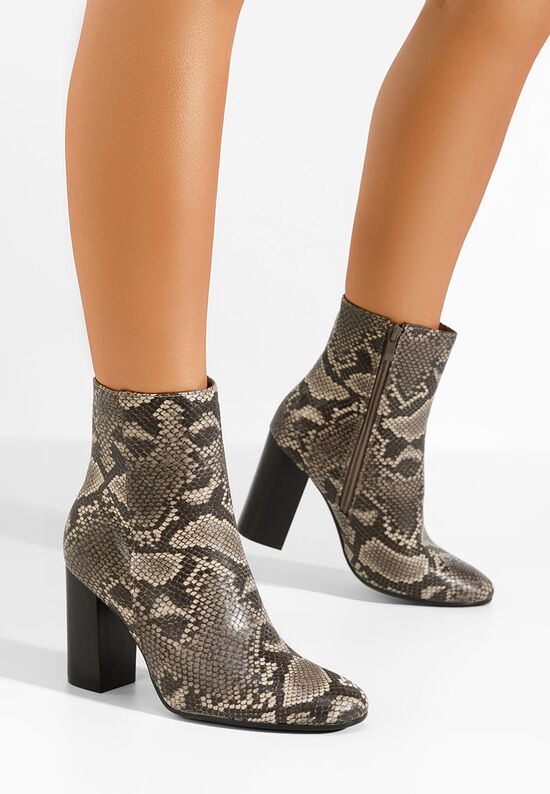Μποτάκια με χοντρό τακούνι Valina animal print, Μέγεθος: 41- zapatos